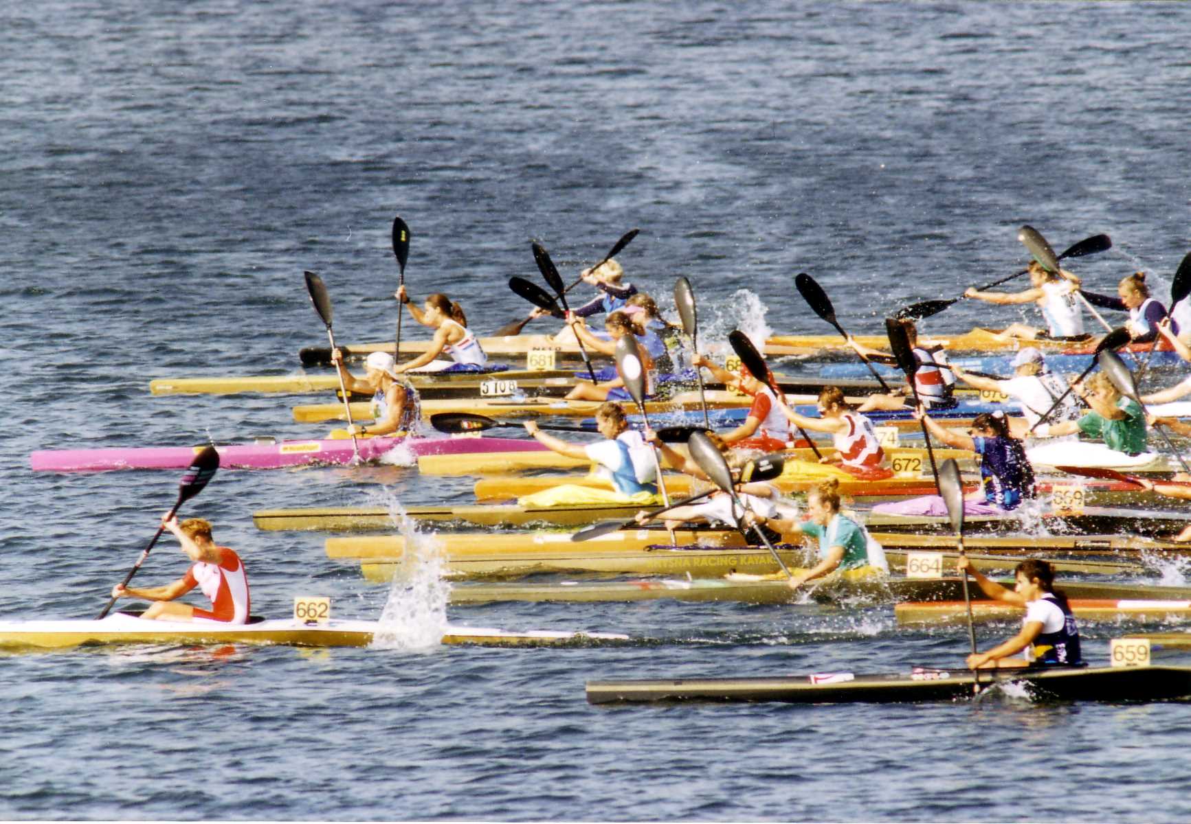 Anna Hemmings MBE World Champion races at the Marathon kayak racing world championships 1996